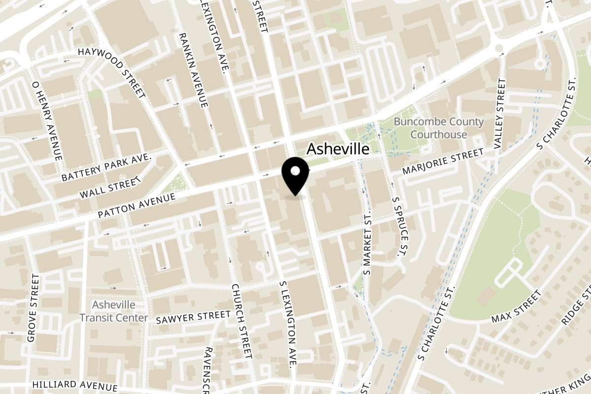 Map showing the location of Itto Ramen Bar & Japanese Tapas Biltmore on 3 Biltmore Ave in Asheville